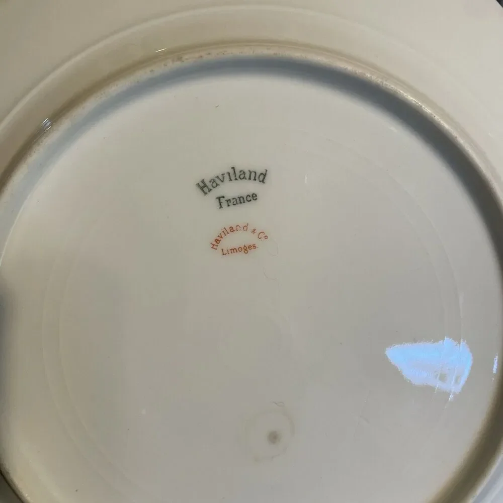 3 Antique Haviland Limoges Luncheon Plates Roses Gold Trim 8.5”